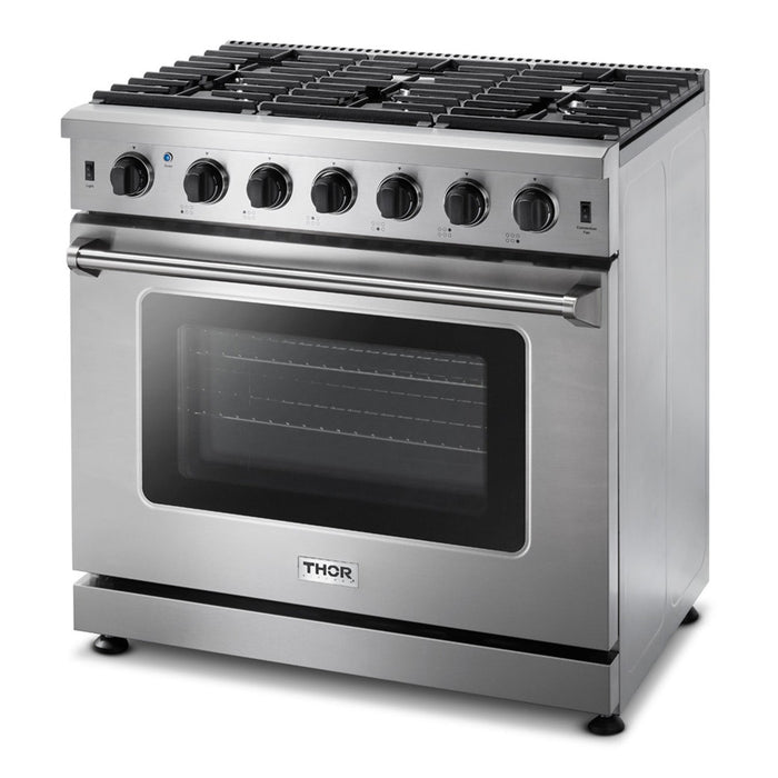 Thor Kitchen 36 in. 6.0 Cu. Ft Propane Gas Range in Stainless Steel, LRG3601ULP Thor Kitchen