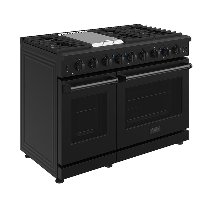 Thor Kitchen 48-Inch Black Gas Range (LRG4807UB) – front left side closed