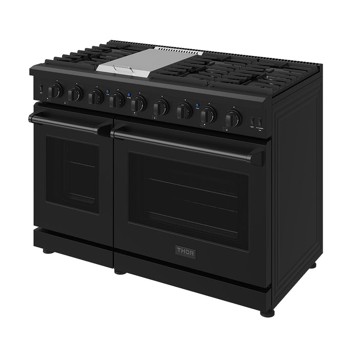 Thor Kitchen 48-Inch Black Gas Range (LRG4807UB) – front right side closed
