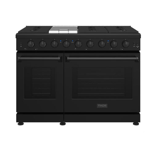 Thor Kitchen 48-Inch Black 3-Piece Package – LRG4807UB 48-inch professional gas range in black