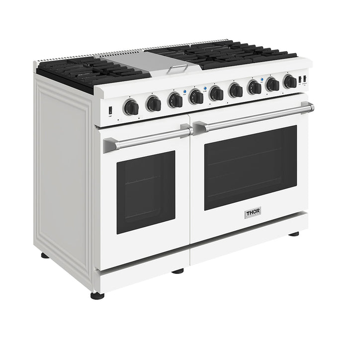 Thor Kitchen 48-Inch White Gas Range (LRG4807UW) – front left side closed