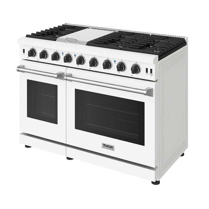Thor Kitchen 48-Inch White Gas Range (LRG4807UW) – front right side closed