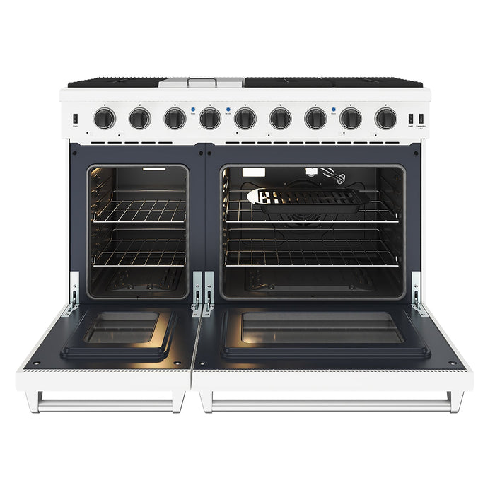 Thor Kitchen 48-Inch White Gas Range (LRG4807UW) – front side open