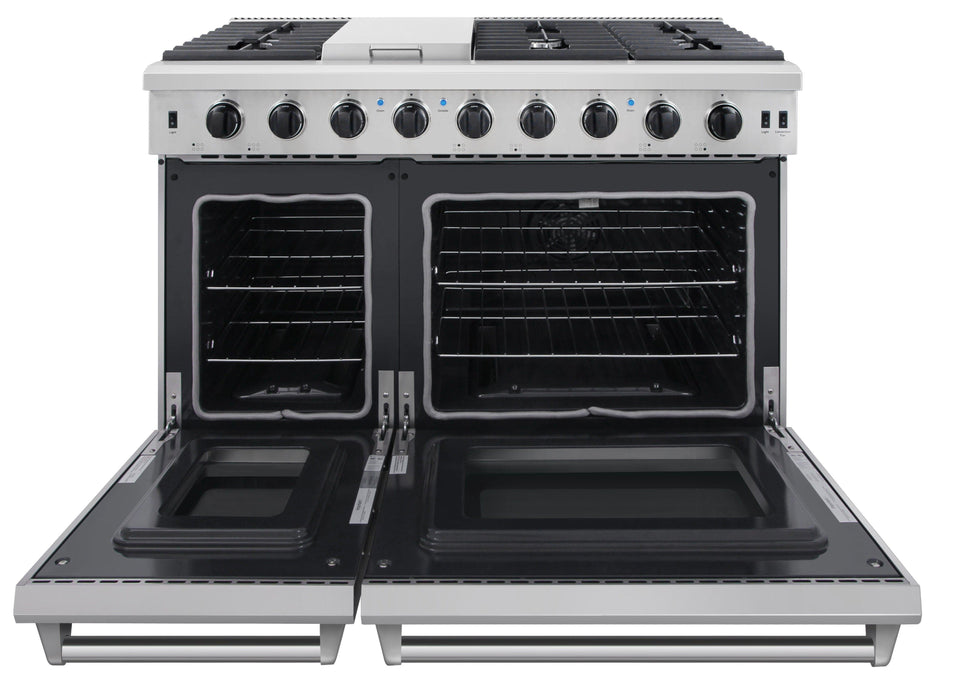 Thor Kitchen 48 in. 6.8 cu. ft. Double Oven Propane Gas Range in Stainless Steel, LRG4807ULP Thor Kitchen