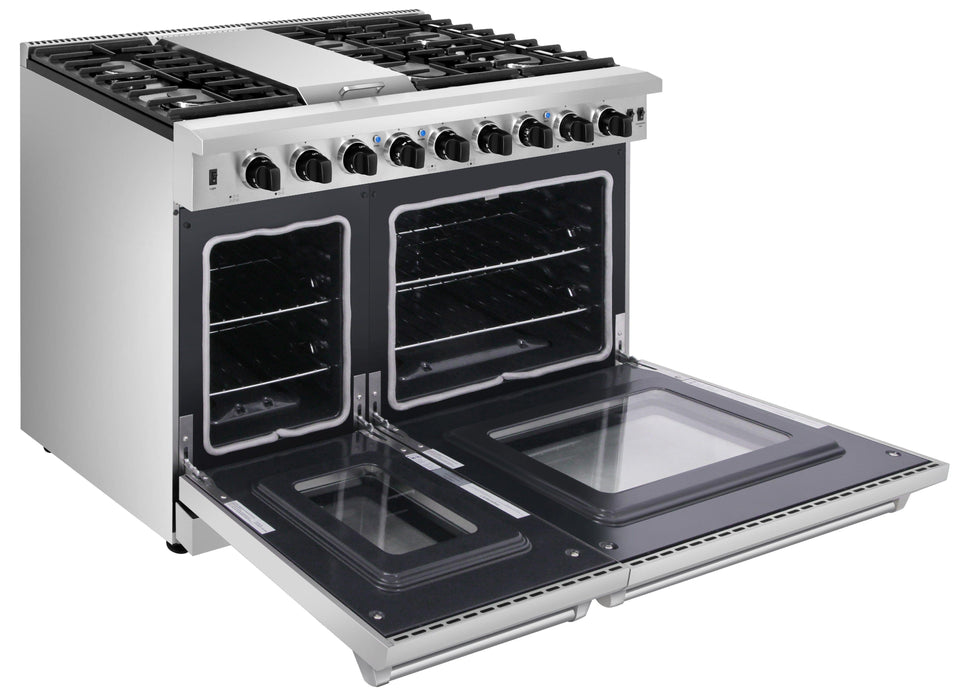 Thor Kitchen 48 in. 6.8 cu. ft. Double Oven Propane Gas Range in Stainless Steel, LRG4807ULP Thor Kitchen