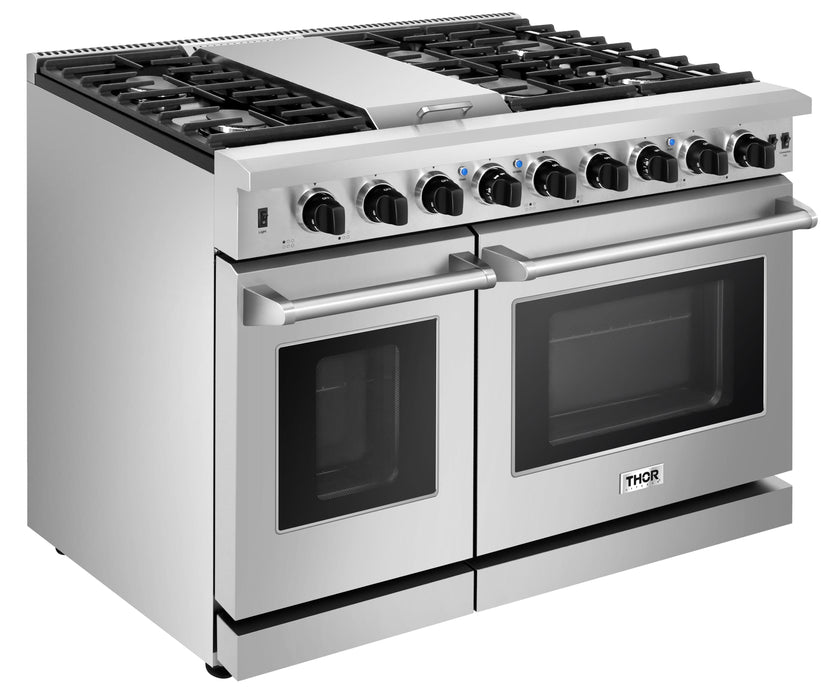Thor Kitchen 48 in. 6.8 cu. ft. Double Oven Propane Gas Range in Stainless Steel, LRG4807ULP Thor Kitchen