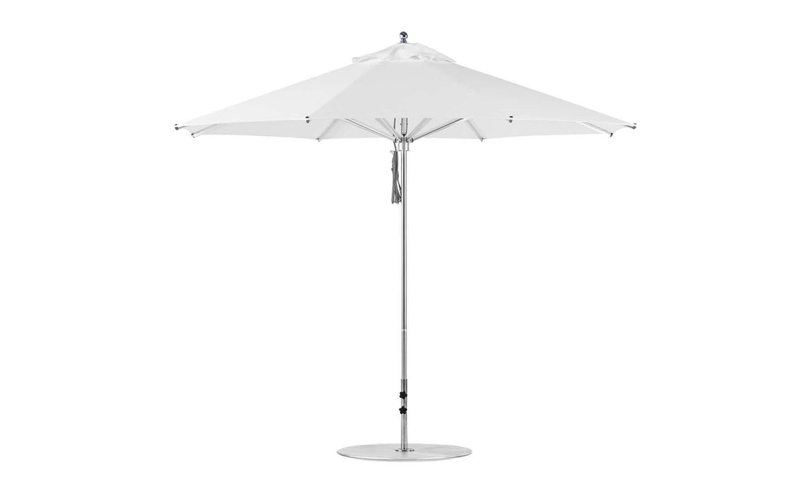 Ledge Lounger Premier Umbrella-11' Oct-Pulley — Silver Pole-Classic Ball Finial-Single Vent-STK-R099-White