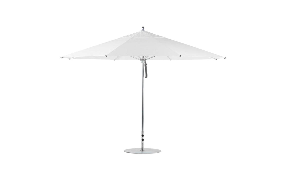Ledge Lounger Premier Umbrella-13' Oct-Pulley — Silver Pole-Classic Ball Finial-Single Vent-STK-R099-White