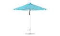 Ledge Lounger Premier Umbrella-11' Oct-Pulley — Silver Pole-Classic Ball Finial-Single Vent-STK-R011-Turquoise Stripe