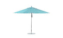 Ledge Lounger Premier Umbrella-13' Oct-Pulley — Silver Pole-Classic Ball Finial-Single Vent-STK-R011-Turquoise Stripe