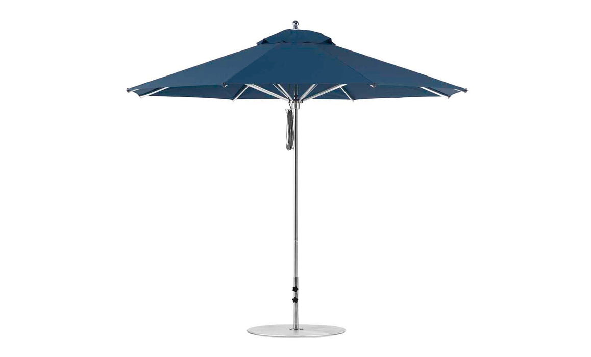 Ledge Lounger Premier Umbrella-11' Oct-Pulley — Silver Pole-Classic Ball Finial-Single Vent-STK-R175-Captain Navy