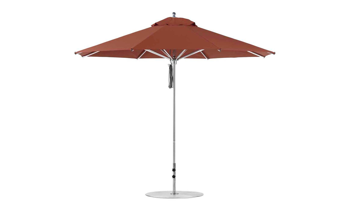 Ledge Lounger Premier Umbrella-11' Oct-Pulley — Silver Pole-Classic Ball Finial-Single Vent-STK-R104-Terracotta