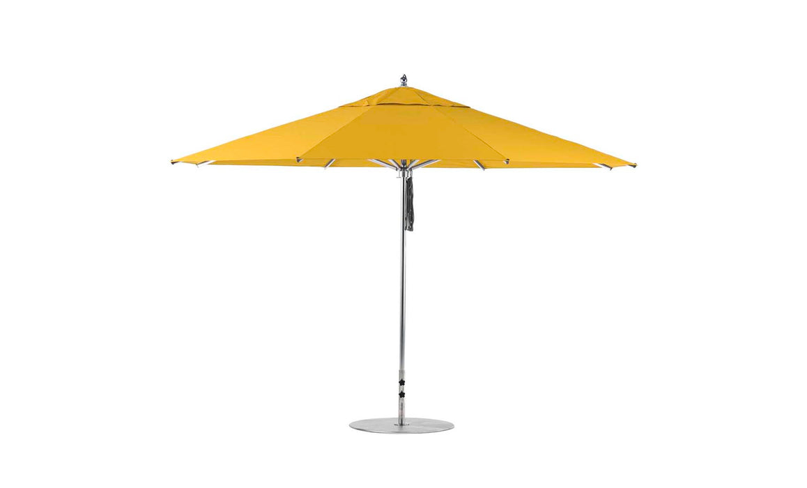 Ledge Lounger Premier Umbrella-13' Oct-Pulley — Silver Pole-Classic Ball Finial-Single Vent-STK-R554-Sunflower Yellow