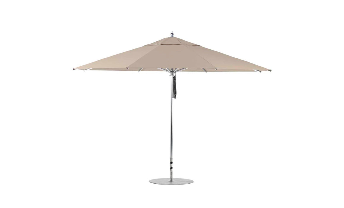 Ledge Lounger Premier Umbrella-13' Oct-Pulley — Silver Pole-Classic Ball Finial-Single Vent-STK-R126-Linen