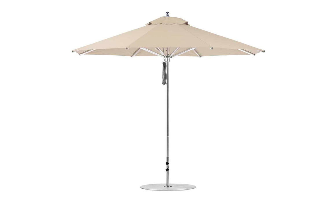 Ledge Lounger Premier Umbrella-11' Oct-Pulley — Silver Pole-Classic Ball Finial-Single Vent-STK-R126-Linen