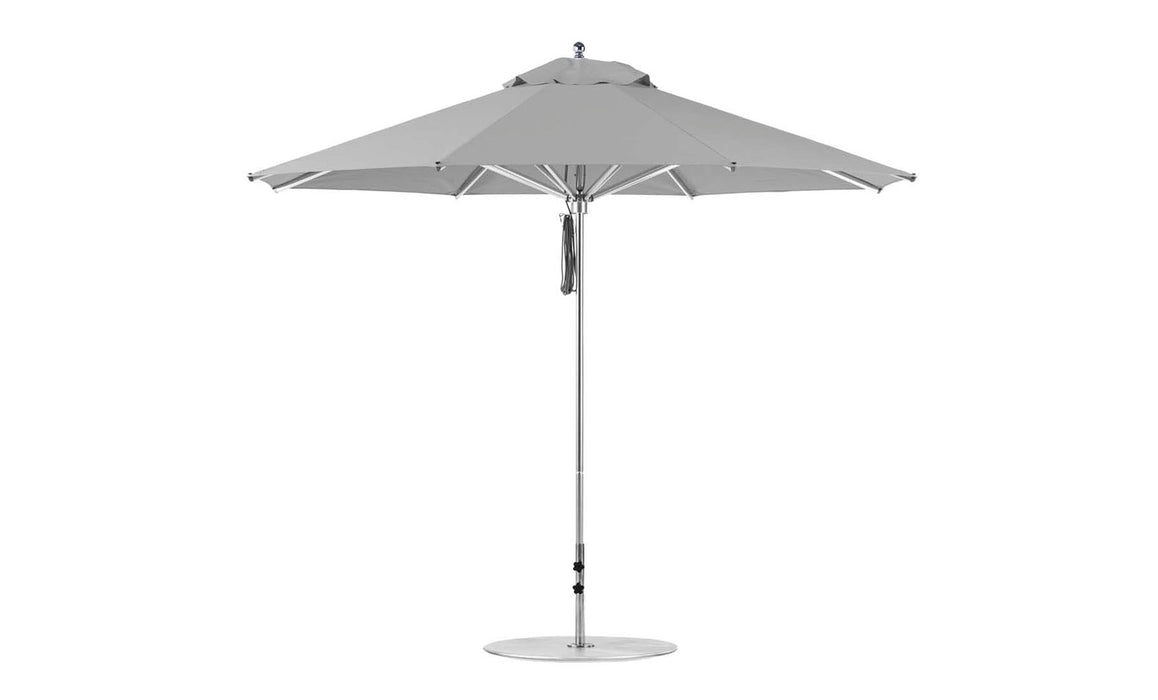 Ledge Lounger Premier Umbrella-11' Oct-Pulley — Silver Pole-Classic Ball Finial-Single Vent-STK-R138-Cadet Grey