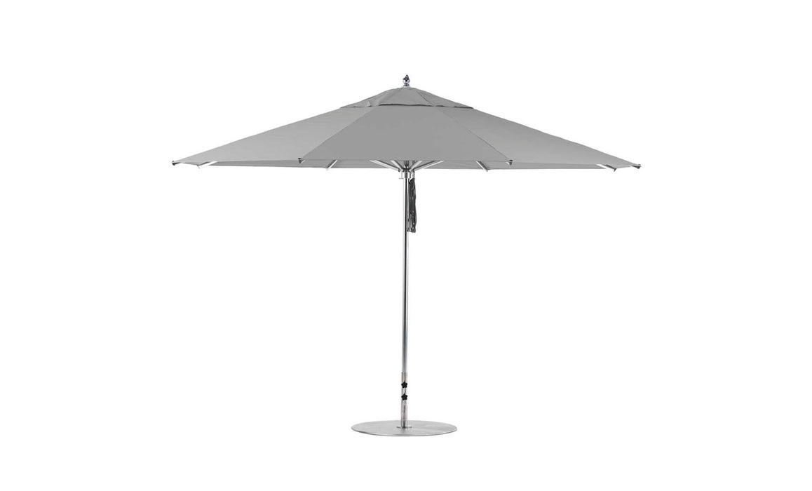Ledge Lounger Premier Umbrella-13' Oct-Pulley — Silver Pole-Classic Ball Finial-Single Vent-STK-R138-Cadet Grey