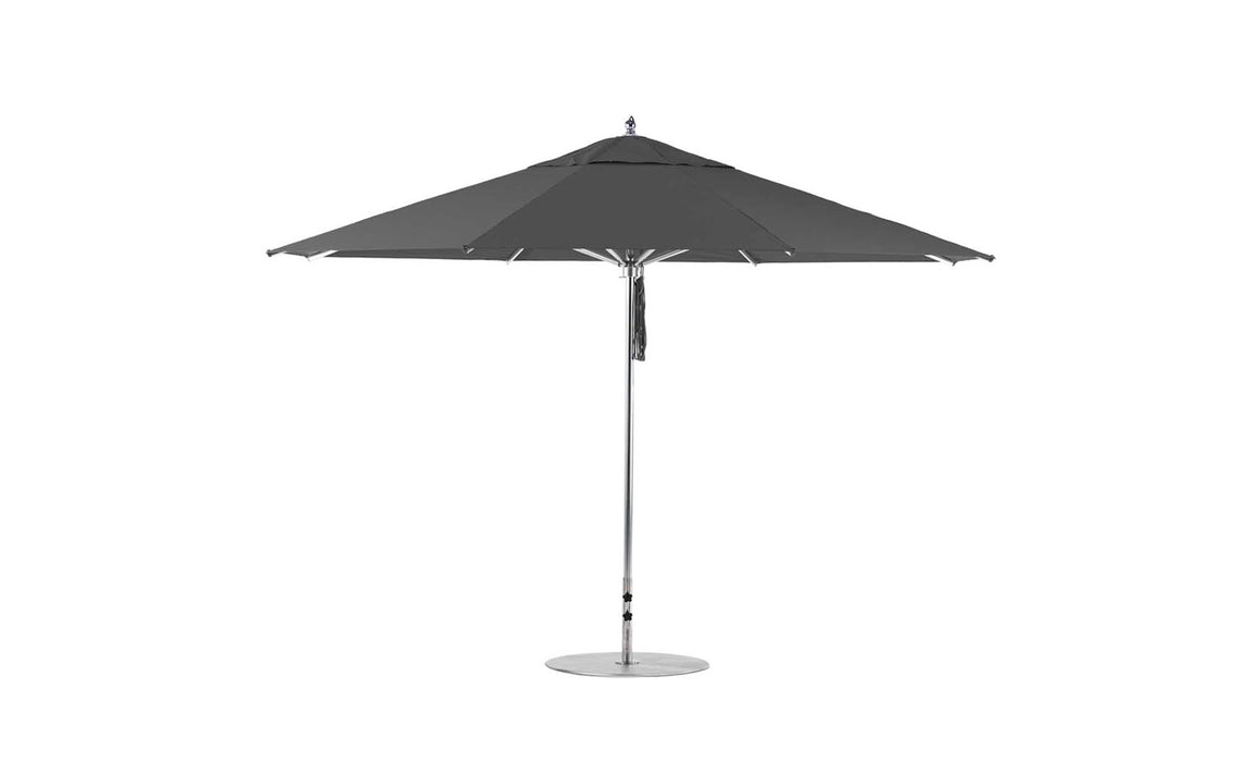 Ledge Lounger Premier Umbrella-13' Oct-Pulley — Silver Pole-Classic Ball Finial-Single Vent-STK-R164-Charcoal Grey