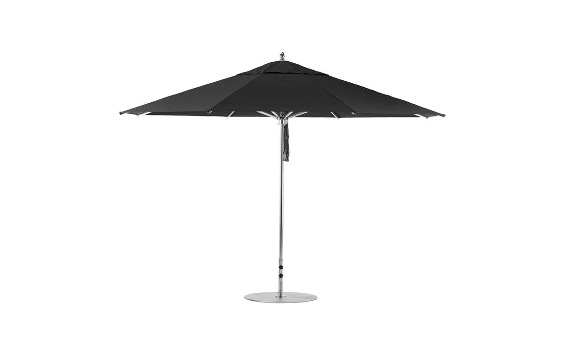 Ledge Lounger Premier Umbrella-13' Oct-Pulley — Silver Pole-Classic Ball Finial-Single Vent-STK-R103-Black