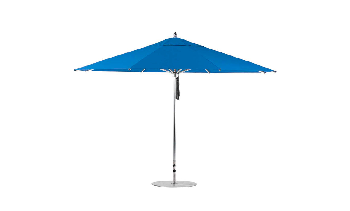Ledge Lounger Premier Umbrella-13' Oct-Pulley — Silver Pole-Classic Ball Finial-Single Vent-STK-R172-Pacific Blue