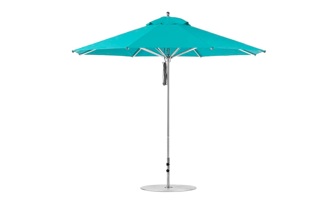 Ledge Lounger Premier Umbrella-11' Oct-Pulley — Silver Pole-Classic Ball Finial-Single Vent-STK-R171-Turquoise