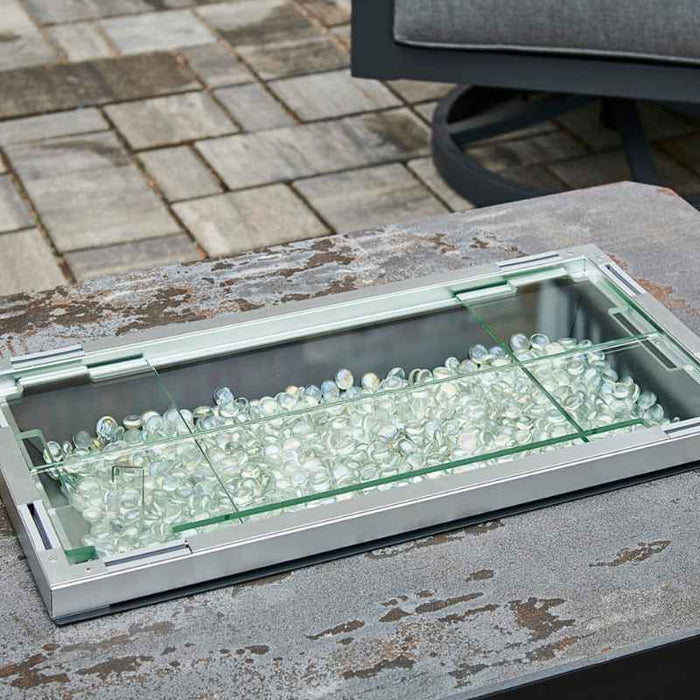 The Outdoor Greatroom Linear Folding Wind Guard Fire Pit - Close-Up
