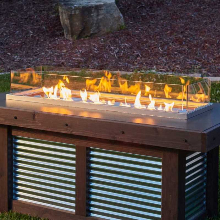 The Outdoor Greatroom Linear Folding Wind Guard Fire Pit - Detail View
