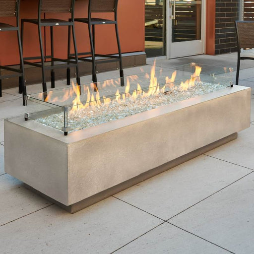 The Outdoor Greatroom Linear Glass Wind Guard Fire Pit - Side View