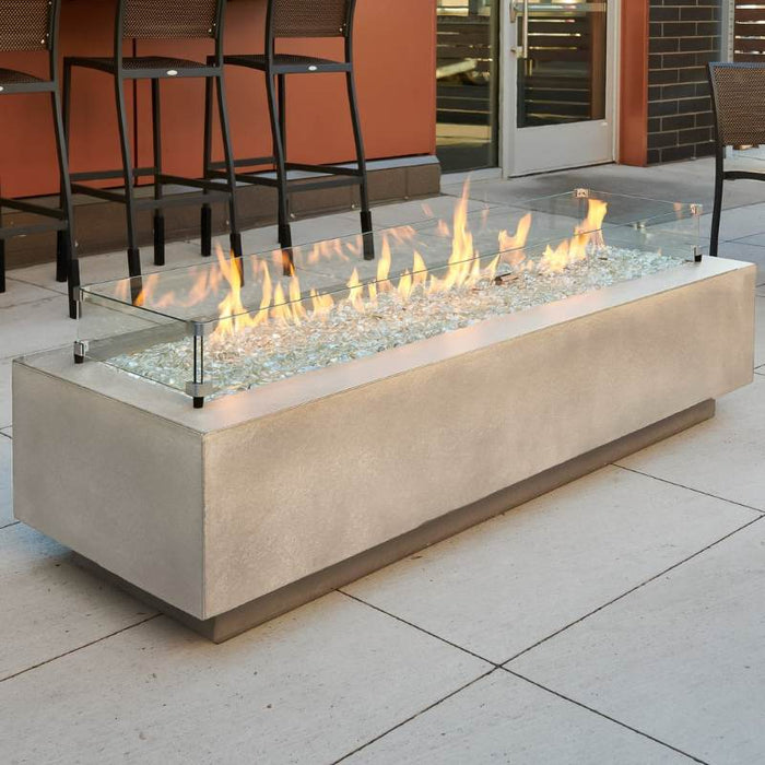 The Outdoor Greatroom Linear Glass Wind Guard Fire Pit - Side View