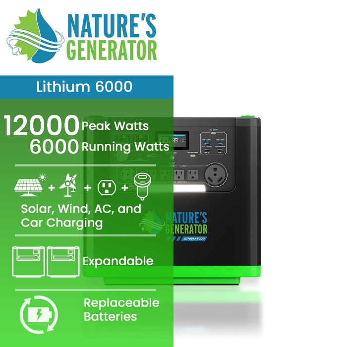 Nature's Generator Lithium 6000 Power Station - Side View