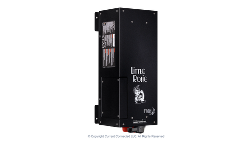 High quality photo of the Midnite Solar - MNLR3648M - Little Rosie 48V 3600W 120V Inverter-60A Charger - Left Angled View. Photographed by Current Connected