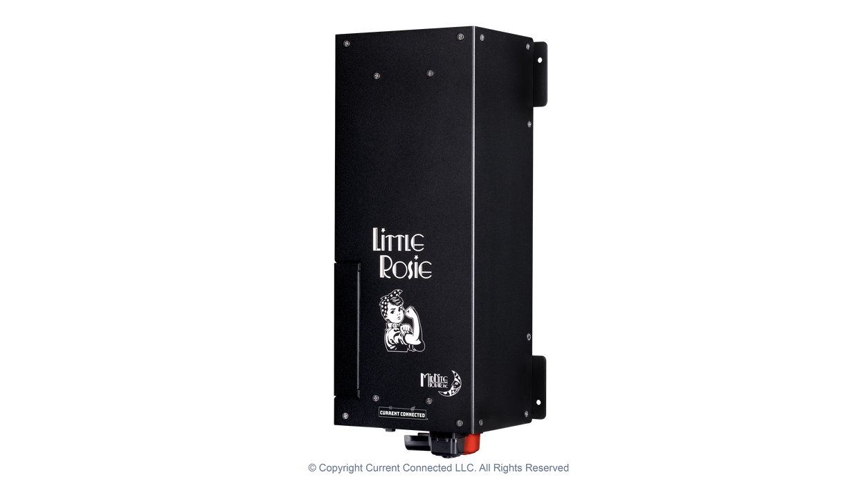 High quality photo of the Midnite Solar - MNLR3648M - Little Rosie 48V 3600W 120V Inverter - 60A Charger - Right Angled View. Photographed by Current Connected