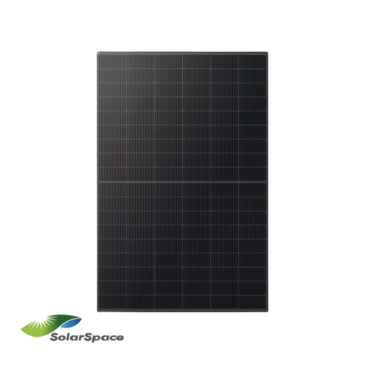 Lumina SolarSpace 405W Monofacial Solar Panel - Front view of SolarSpace high-efficiency black solar panel