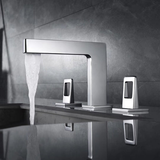 wonderland shower inc Chrome 3-Hole, Dual Handle Widespread Bathroom Faucet with Pop-Up Drain