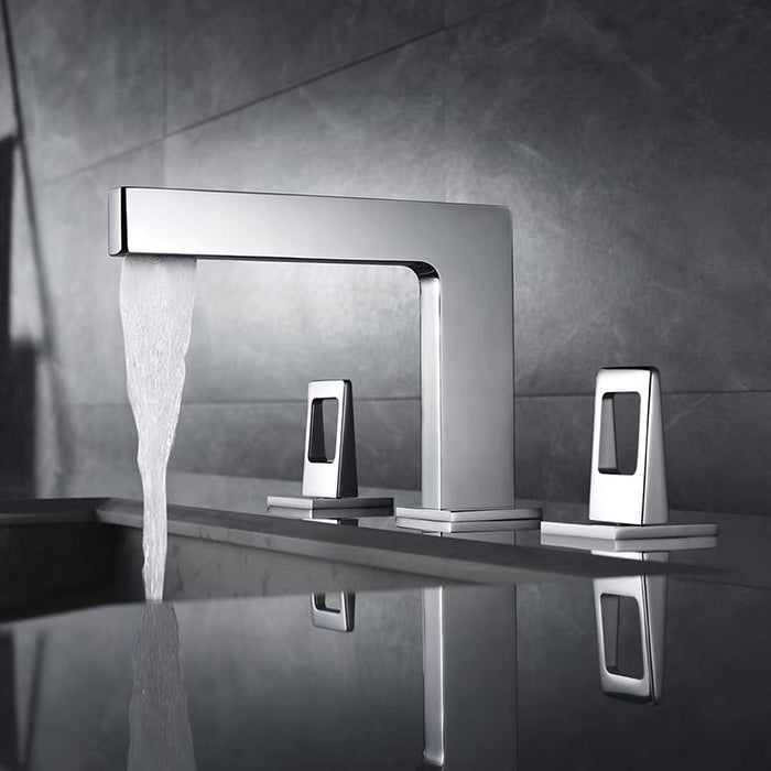 wonderland shower inc Chrome 3-Hole, Dual Handle Widespread Bathroom Faucet with Pop-Up Drain