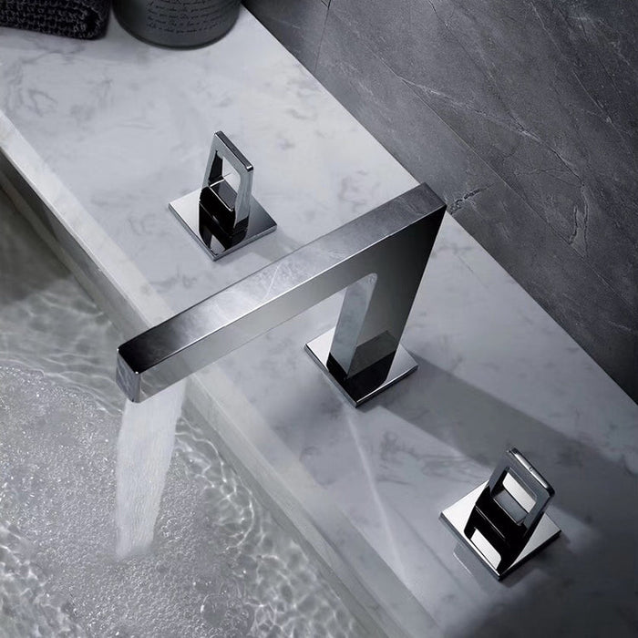 wonderland shower inc Chrome 3-Hole, Dual Handle Widespread Bathroom Faucet with Pop-Up Drain - Detail View