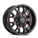 Mayhem 8015 Warrior 17x9 Gloss Black Milled Prism Red wheel front view
