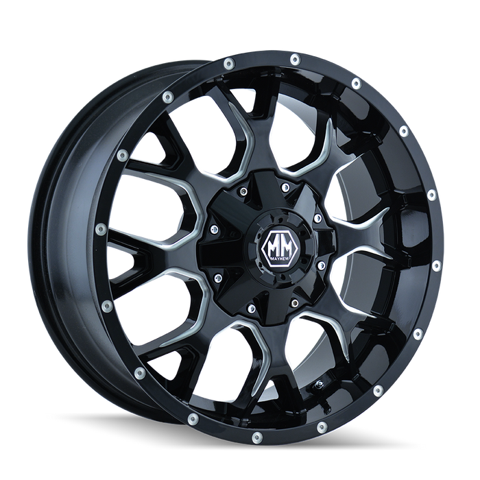 Mayhem 8015 Warrior 20x9 Gloss Black Milled wheel front view