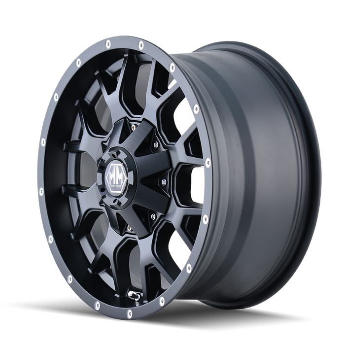 Mayhem 8015 Warrior Matte Black wheel profile view showing 18mm offset
