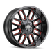 Mayhem 8107 Cogent Gloss Black Milled Prism Red truck wheel front face view
