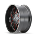 Mayhem 8107 Cogent Gloss Black Milled Prism Red wheel angled three quarter view