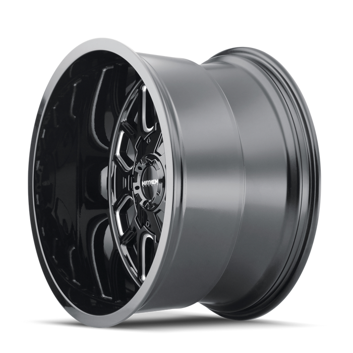 Mayhem 8107 COGENT Gloss Black Milled 20 inch wheel angled view
