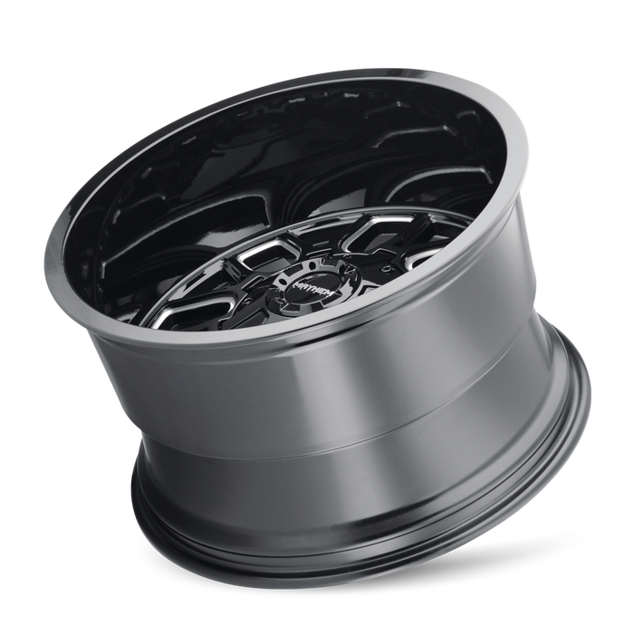 Mayhem 8107 COGENT Gloss Black Milled wheel profile view showing 0mm offset