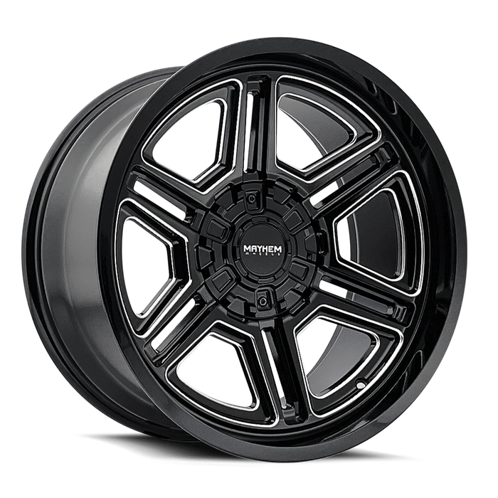 Mayhem 8117 Hermosa Gloss Black Milled truck wheel front face view