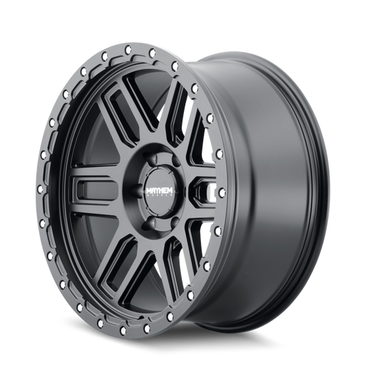 Mayhem 8304 DELTA Matte Black 20 inch wheel angled view