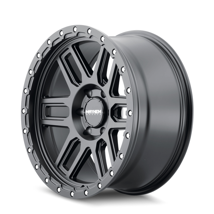 Mayhem 8304 DELTA Matte Black 20 inch wheel angled view