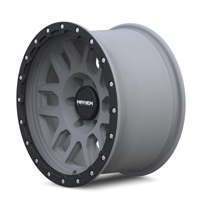 Mayhem 8304 DELTA Matte Gunmetal 17 inch wheel angled view