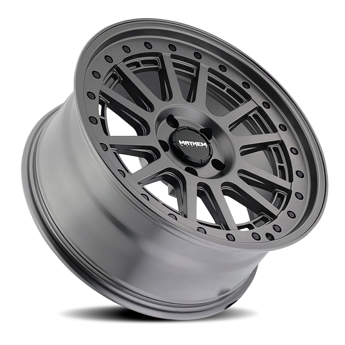 Mayhem 8305 Compass Satin Gunmetal wheel angled three quarter view