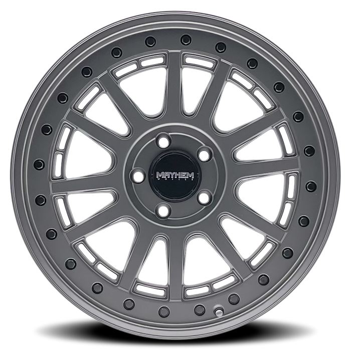Mayhem 8305 Compass Satin Gunmetal wheel profile view showing lip and spoke depth