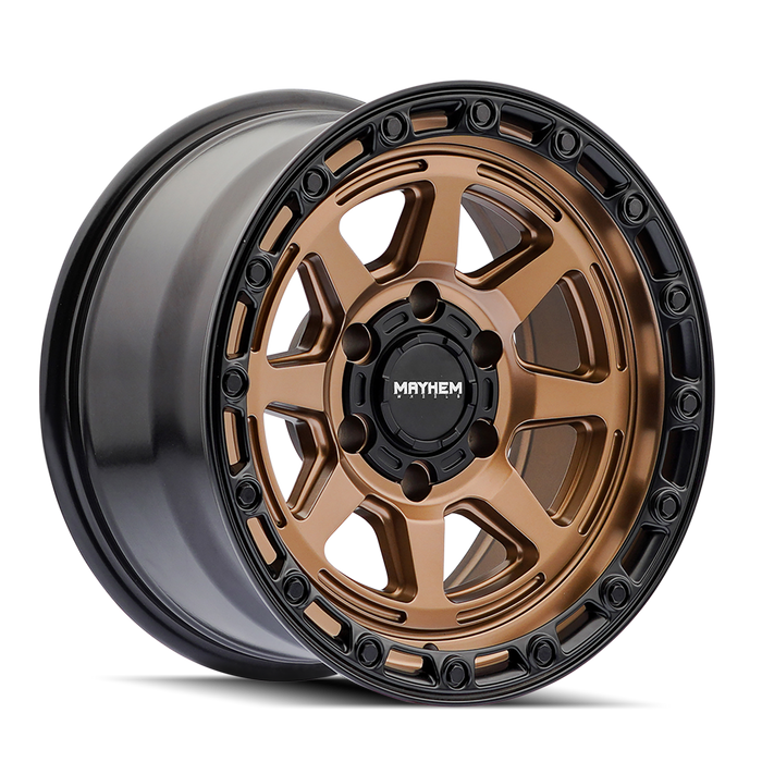 Mayhem 8306 Ridgeline Satin Bronze/Black Lip truck wheel front face view